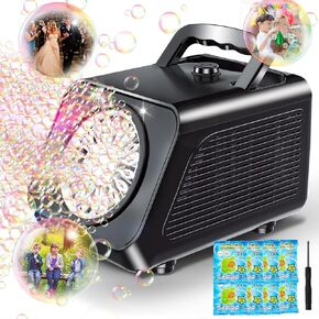 Bubble Machine Automatic Bubble Blower for Kids: 15000+ Bubbles Per Minute Bubble Maker for Kids Toddlers| Zerhunt 2023 Upgrade Portable Bubble Machine Toys for Indoor Outdoor Birthday Parties（Black）