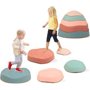 5Pcs Non-Slip Plastic Balance Stepping Stones for kids,up to 220 Ibs for Pomoting Children's Coordination Skills Obstacle Courses Sensory Toys for Toddlers,Indoor or Outdoor Play