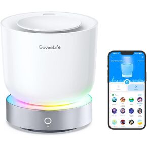 GoveeLife Smart Essential Oil Diffuser with Alexa Voice App Control for Home Office Bedroom, 300ml Quiet Cool Mist Aroma Diffuser with 2 Mist Modes, 24H Timer, RGBIC Light, Waterless Auto Off/Alarm