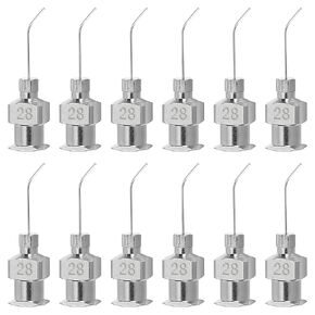 PATIKIL Bent Blunt Tip Dispensing Needle 25G, 12 Pcs 0.51 Inch Stainless Steel Liquid Dispenser Bent Flow Needles with Lure Lock for Refilling Liquid Inks Adhesives Glue