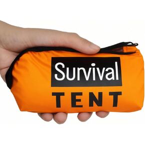 Emergency Survival Tent Shelter for Bug Out Bag Storm Shelter Survival Tent with Doors Tornado Shelter for Camping Tactical Tent for Survival Kit 2 Person with Whistle and Paracord Orange