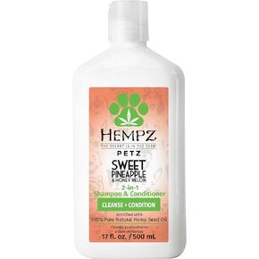 Hempz Petz, Dog Shampoo & Conditioner, Sweet Pineapple Honey Melon 2-in-1 Shampoo and Conditioner, Cleans, Conditions & Moisturizes, 17 fl. Oz