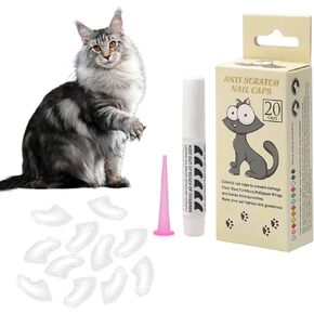 20pcs Cat Nail Caps Clear with Glue Pet Kitten Cat Claw Caps Cat Claw Covers for Indoor Cats-M