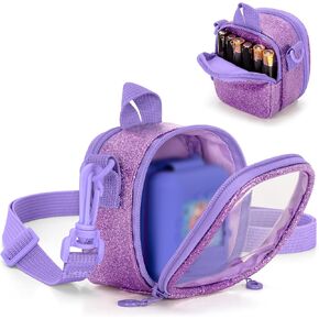 LoDrid Travel Carrying Case Compatible with Bitzee Interactive Toy Digital Pet, Storage Bag with Adjustable Shoulder Strap for Virtual Electronic Pets and Accessories, Purple, Bag Only