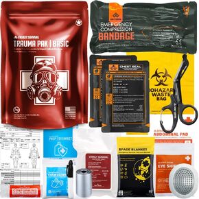 EVERLIT Trauma Pak, with CAT GEN-7 Tourniquet QuikClot Hemostatic Dressing Rolled Gauze Mil-Spec Military Tactical Bleeding Control Supplies (Basic)