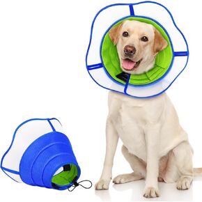 Soft Dog Cone Collar Alternative, Comfortable Pet Recovery Head Cone After Surgery, Breathable&Adjustable Elizabethan Neck Collar with 360°Vision for Large Medium Small Dogs and Cats(L)