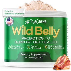 Wild Belly TrueCanine Probiotics for Dogs, 8.75 Billion CFU - Dog Probiotics for Digestive Health, Allergy&Itchy Skin, Diarrhea & Gut Health for Dogs - Made in USA, Bacon Flavor, 30 Servings