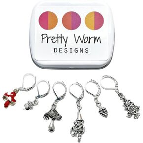 علامات غرز بمشبك قفل على شكل جنوم حديقة وودلاند لحياكة الكروشيه مع حقيبة تخزين | مصنوع يدويًا بواسطة تصميمات جميلة دافئة | إكسسوارات محبوكة قابلة للإزالة، حلية معدنية بنمط المينا، هدية فريدة من نوعها in Kuwait