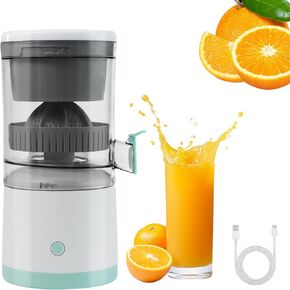 Rechargeable Electric Juicer - Citrus Juicer with Type-c Rechargeable for Orange, Lemon and Grapefruit Juicing. (White-45Watts)
