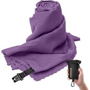 Camping Quick Dry Towel,Super Lightweight Microfiber Absorbent Fast Drying Travel & Sport Towel,Compact Compressed Sweat Towels for Backpacking,Yoga,Gym,Swimming,Beach, 40x80cm, Purple
