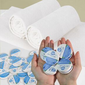 Disposable Compressed Face Towels Tablets, Large Washcloths for Travel, Extra Large and Thick Reusable Wash Cloth, Compact for Travel, Camping, Hiking, Beauty Salon- 48 Count, 24x12 in