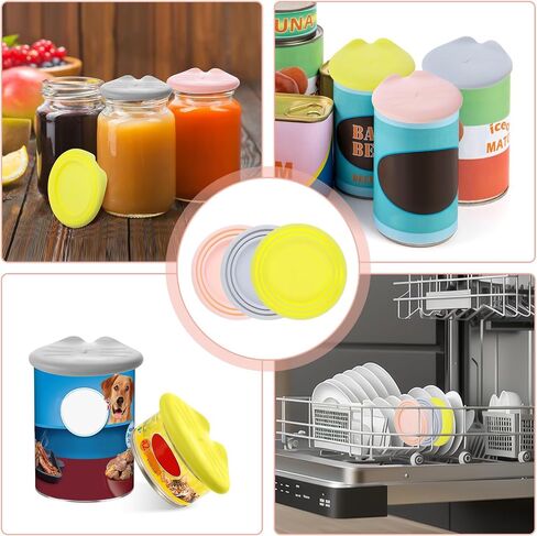 6pcs Cat Food Can Covers Lids with Cat Food Spoon Silicone for Pet Food Dog Food Can Covers Lids Silicone Can Cover Cat Spoons for Wet Food Universal Multicolor Cat Food Storage in Saudi Arabia