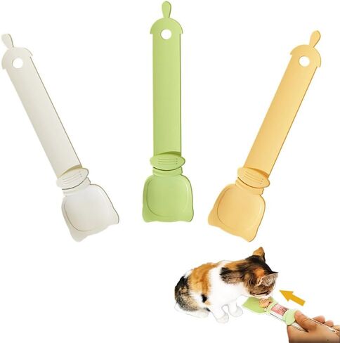 3 Pack Cat Happy Spoon, Cat Food Treat Spoon, Pet Strip Feeder Squeeze Scoop,2 in 1 Cat Puree Bisque Bar Dispenser Food Storage for Wet Food Liquid Snack, Multifunctional Pet Feeding Supplies in Saudi Arabia