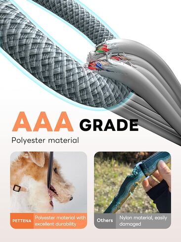 【LED Light Ver.】 PETTENA One-Touch Retractable Dog Leash for Small/Medium/Large Dog up to 66lbs, 16FT Puppy Leash, Heavy Duty Dog Leash with Anti-Chew Cable 360° Tangle-Free in Saudi Arabia