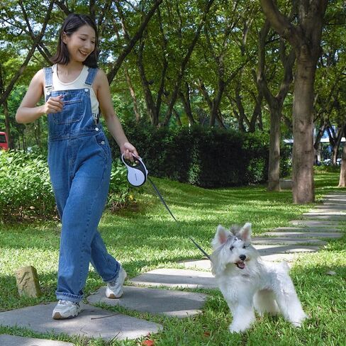 【LED Light Ver.】 PETTENA One-Touch Retractable Dog Leash for Small/Medium/Large Dog up to 66lbs, 16FT Puppy Leash, Heavy Duty Dog Leash with Anti-Chew Cable 360° Tangle-Free in Saudi Arabia