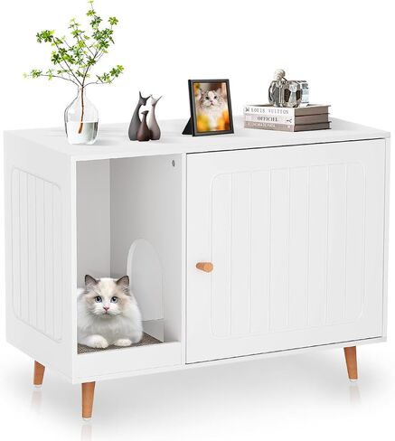 Cat Litter Box Enclosure, Hidden Litter Box Furniture,Cat House,Fit Most Cat and Litter Box,White in Saudi Arabia