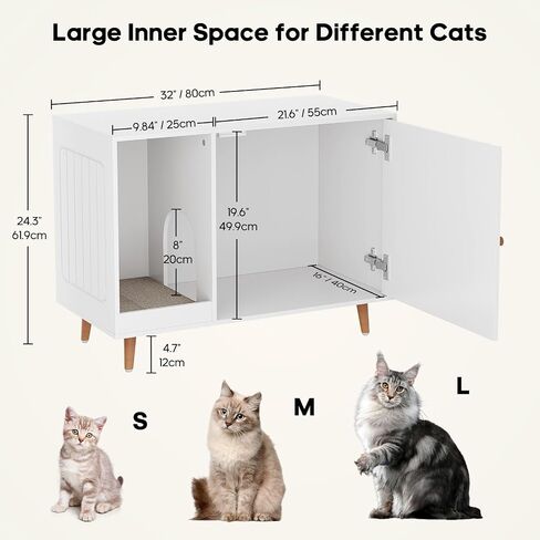 Cat Litter Box Enclosure, Hidden Litter Box Furniture,Cat House,Fit Most Cat and Litter Box,White in Saudi Arabia