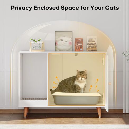 Cat Litter Box Enclosure, Hidden Litter Box Furniture,Cat House,Fit Most Cat and Litter Box,White in Saudi Arabia
