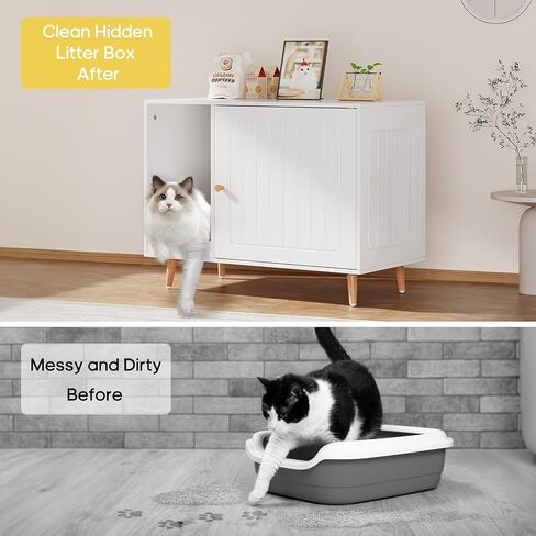 Cat Litter Box Enclosure, Hidden Litter Box Furniture,Cat House,Fit Most Cat and Litter Box,White in Saudi Arabia