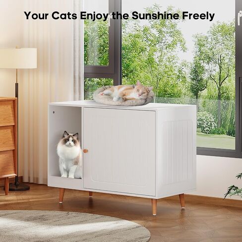 Cat Litter Box Enclosure, Hidden Litter Box Furniture,Cat House,Fit Most Cat and Litter Box,White in Saudi Arabia