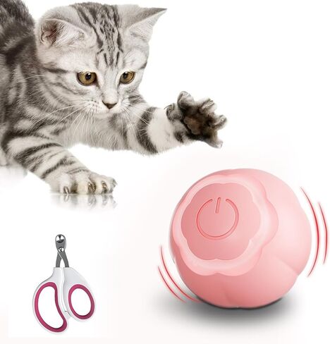 Wloom Power Ball 2.0 Cat Toy - Smart Ball Cat Toy, Indoor Automatic Rolling Ball for Cats, Perfect Automatic Cat Toy and Cat Balls for Indoor Cats，includes Pet Nail Clippers in Saudi Arabia