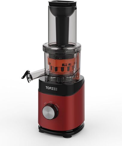 Cold Press Juicer, Slow Masticating Machines with Extra Large Feed Chute Fit Whole Fruits & Vegetables Easy Clean Self Feeding Effortless for Batch Juicing, High Juice Yield, BPA Free, Red in Saudi Arabia
