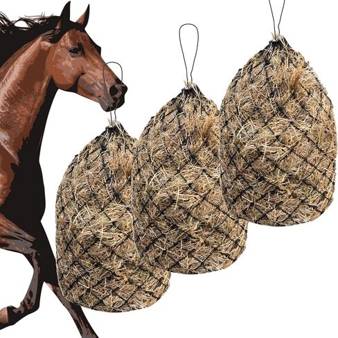 HIRQUITICKE 3 Pack Hay Nets for Horses Slow Feed - Feeding Holes 2" - Horse Supplies Hay Bags Feeder Goats in Saudi Arabia
