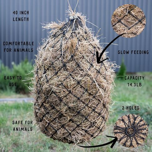 HIRQUITICKE 3 Pack Hay Nets for Horses Slow Feed - Feeding Holes 2" - Horse Supplies Hay Bags Feeder Goats in Saudi Arabia