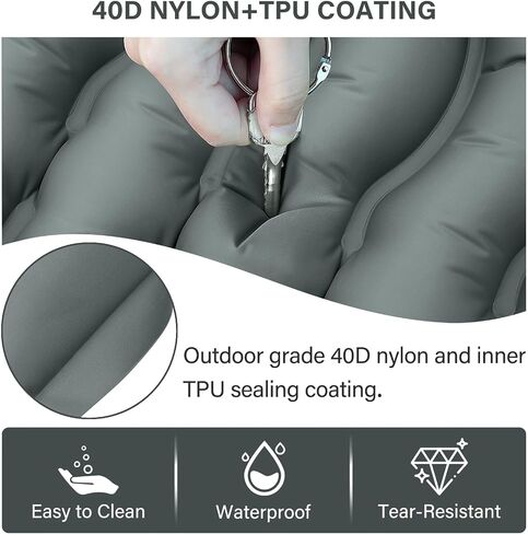 Camping Sleeping Pad, Ultralight Camping Pad with Pillow, Built-in Foot Pump, Inflatable Sleeping Pad, Compact Size for Camping, Backpacking, Hiking and Traveling - Gray in Saudi Arabia