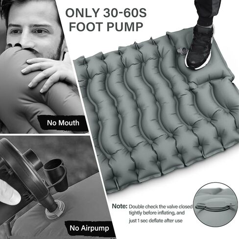 Camping Sleeping Pad, Ultralight Camping Pad with Pillow, Built-in Foot Pump, Inflatable Sleeping Pad, Compact Size for Camping, Backpacking, Hiking and Traveling - Gray in Saudi Arabia