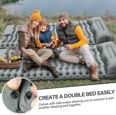 Camping Sleeping Pad, Ultralight Camping Pad with Pillow, Built-in Foot Pump, Inflatable Sleeping Pad, Compact Size for Camping, Backpacking, Hiking and Traveling - Gray in Saudi Arabia