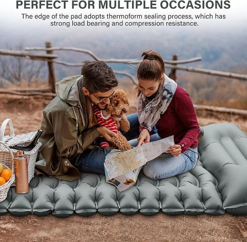 Camping Sleeping Pad, Ultralight Camping Pad with Pillow, Built-in Foot Pump, Inflatable Sleeping Pad, Compact Size for Camping, Backpacking, Hiking and Traveling - Gray in Saudi Arabia