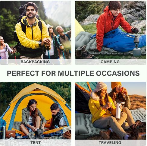 Camping Sleeping Pad, Ultralight Camping Pad with Pillow, Built-in Foot Pump, Inflatable Sleeping Pad, Compact Size for Camping, Backpacking, Hiking and Traveling - Gray in Saudi Arabia