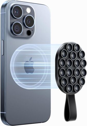 JOYROOM Magnetic Suction Cup Phone Mount, Silicone Octo Cup Buddy Phone Case Grip Stand, Magsafe Suction Mount Phone Holder for Shower/Mirror, TikTok Creator,Hands-Free Selfies/Call/Meeting(Black) in Saudi Arabia