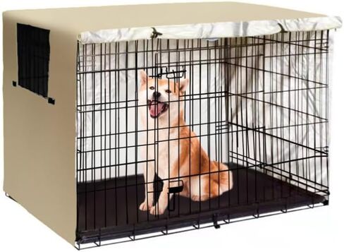 PINVNBY Dog Crate Cover,Crate Covers for Dog Cages, Indoor/Outdoor Breathable Polyester Pet Kennel Cover,Waterproof Durable Lightweight Kennel Cover (31"x20"x20", Golden) in Saudi Arabia