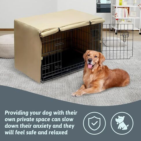 PINVNBY Dog Crate Cover,Crate Covers for Dog Cages, Indoor/Outdoor Breathable Polyester Pet Kennel Cover,Waterproof Durable Lightweight Kennel Cover (31"x20"x20", Golden) in Saudi Arabia