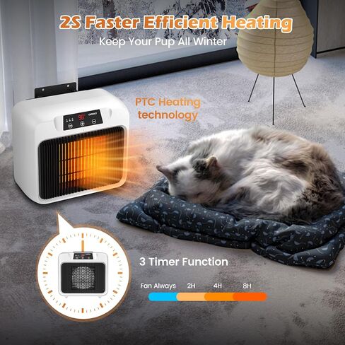 Dog House Heater w Thermostat Outdoor Winter, 600W Safe Heater for Dog Houses Outside Adjustable Temp & Timer Setting for Livestock Kennel Cat Cage Chicken Coop w 6ft Anti Bite Cord in Saudi Arabia