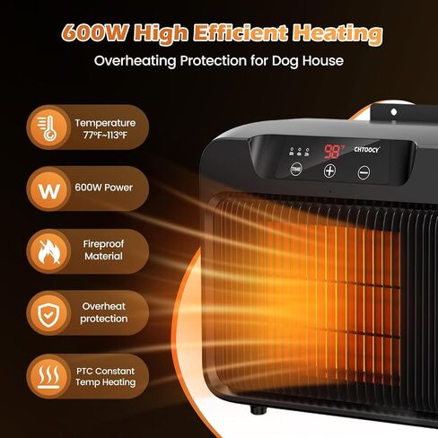 Dog House Heater w Thermostat Outdoor Winter, 600W Safe Heater for Dog Houses Outside Adjustable Temp & Timer Setting for Livestock Kennel Cat Cage Chicken Coop w 6ft Anti Bite Cord in Saudi Arabia