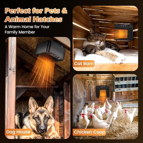 Dog House Heater w Thermostat Outdoor Winter, 600W Safe Heater for Dog Houses Outside Adjustable Temp & Timer Setting for Livestock Kennel Cat Cage Chicken Coop w 6ft Anti Bite Cord in Saudi Arabia