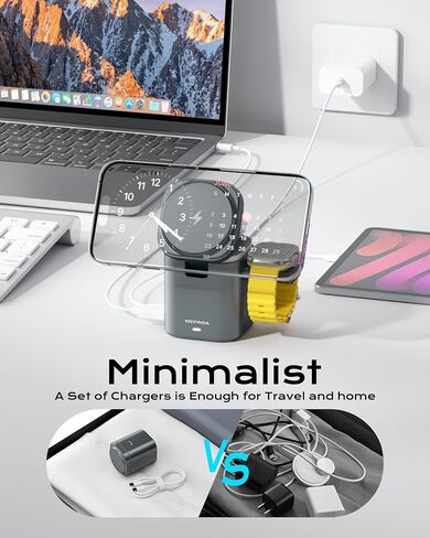 محطة شحن 3 في 1 لهاتف iPhone 16 Pro Max، حامل شاحن MagSafe محمول قابل للتعديل ومحطة شحن لاسلكية iPhone، شاحن Magsafe للسفر لهاتف iPhone 16 15 Pro Max Airpods Apple Watch in Saudi Arabia