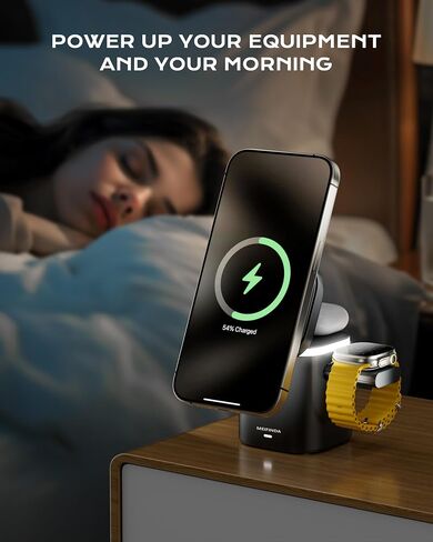 محطة شحن 3 في 1 لهاتف iPhone 16 Pro Max، حامل شاحن MagSafe محمول قابل للتعديل ومحطة شحن لاسلكية iPhone، شاحن Magsafe للسفر لهاتف iPhone 16 15 Pro Max Airpods Apple Watch in Saudi Arabia