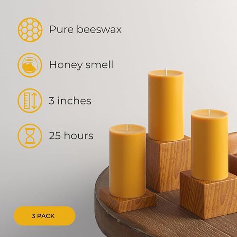 CANDWAX Pure Beeswax Tealight Candles Set of 24 - Handmade Beeswax Candles Natural Burns up to 3.5 Hours - Beeswax Tea Lights Candles in Kuwait