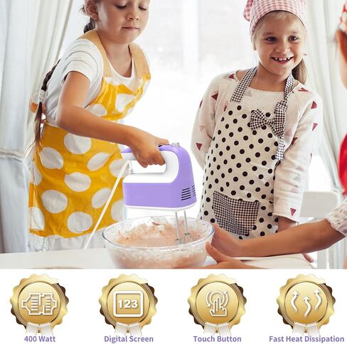 خلاط يدوي كهربائي من سي بي كيو، 9 سرعات 400 وات مع زر رقمي، زر لمس، توربو، حقيبة تخزين سهلة التركيب، 5 ملحقات من الفولاذ المقاوم للصدأ، خلاط كهربائي محمول للكيك والبسكويت والبيض (أخضر عشبي) in Saudi Arabia
