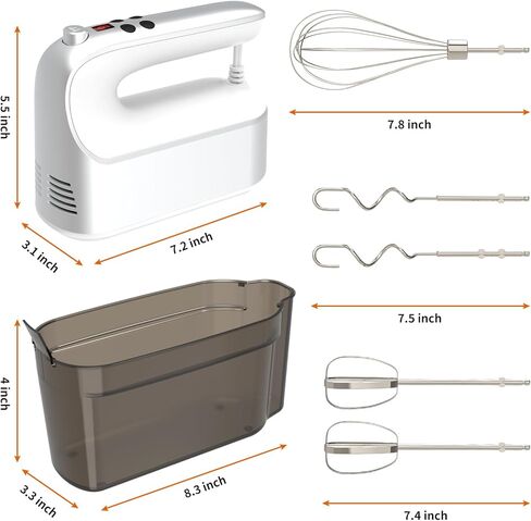 خلاط يدوي كهربائي من سي بي كيو، 9 سرعات 400 وات مع زر رقمي، زر لمس، توربو، حقيبة تخزين سهلة التركيب، 5 ملحقات من الفولاذ المقاوم للصدأ، خلاط كهربائي محمول للكيك والبسكويت والبيض (أخضر عشبي) in Kuwait