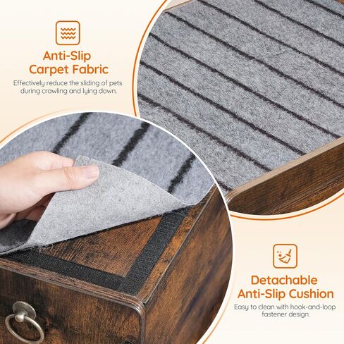 HOOBRO Pet Window Perch with Stairs, Large Pet Bunk Bed for Cats and Dogs, Pet Seat Platform with Storage, Pet Bed Couch for Bedside, Indoor Home, Rustic Brown and Gray FG48PT03 in Saudi Arabia