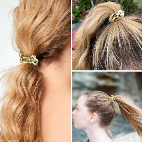 Bracelet Hair Ties for women - Ponytail Holders - Cute Hair Accessories with Gold Jewelry - Handmade Soft Elastic No Damage Scrunchies - Khaki in Saudi Arabia