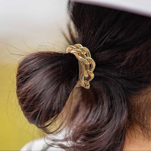 Bracelet Hair Ties for women - Ponytail Holders - Cute Hair Accessories with Gold Jewelry - Handmade Soft Elastic No Damage Scrunchies - Khaki in Saudi Arabia