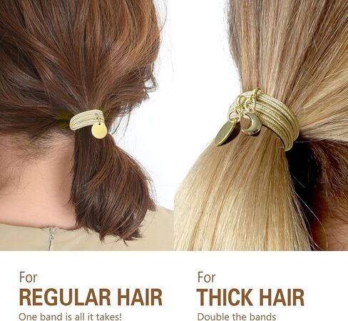 Bracelet Hair Ties for women - Ponytail Holders - Cute Hair Accessories with Gold Jewelry - Handmade Soft Elastic No Damage Scrunchies - Khaki in Saudi Arabia