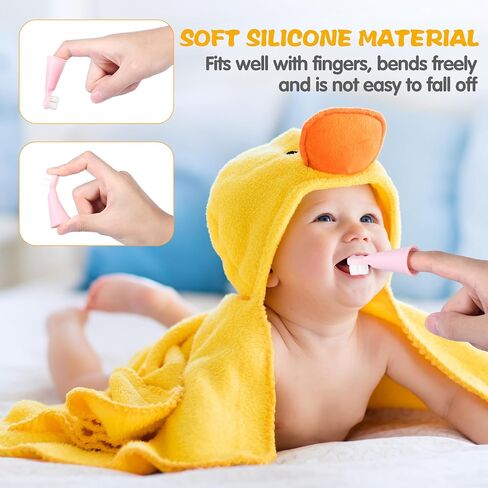Baby Finger Toothbrush with Storage Case for 0-1 Year Infants, Silicone Finger Sleeve for Gentle Oral Care, V-Shaped Soft Bristle for Baby's First Teeth, Infant Oral Tongue Cleaner - Yellow (1 Pc) in Saudi Arabia