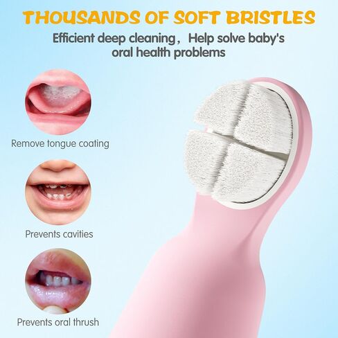 Baby Finger Toothbrush with Storage Case for 0-1 Year Infants, Silicone Finger Sleeve for Gentle Oral Care, V-Shaped Soft Bristle for Baby's First Teeth, Infant Oral Tongue Cleaner - Yellow (1 Pc) in Saudi Arabia